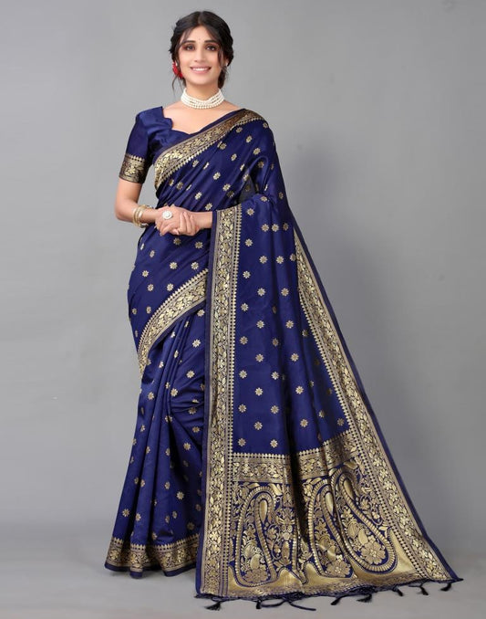 Dark Blue Weaving Silk Saree