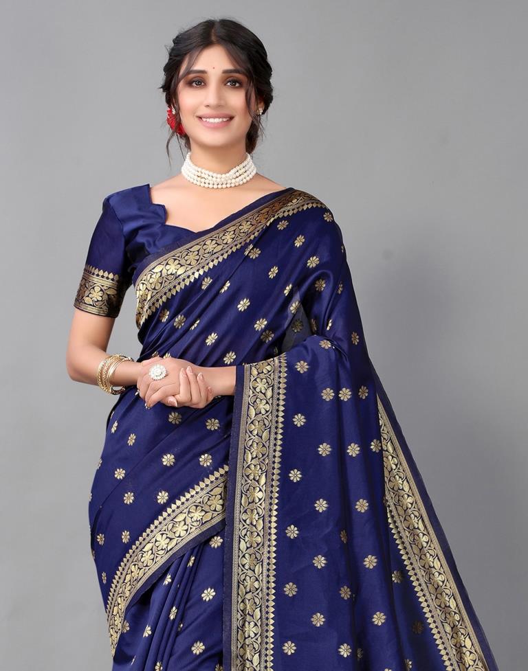 Dark Blue Weaving Silk Saree