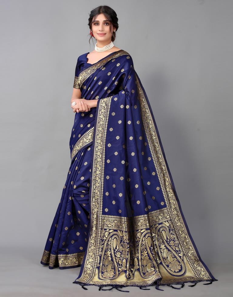 Dark Blue Weaving Silk Saree