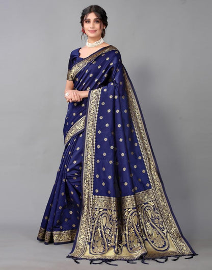 Dark Blue Weaving Silk Saree