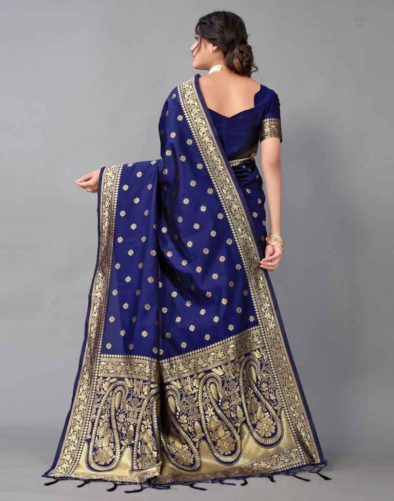 Dark Blue Weaving Silk Saree