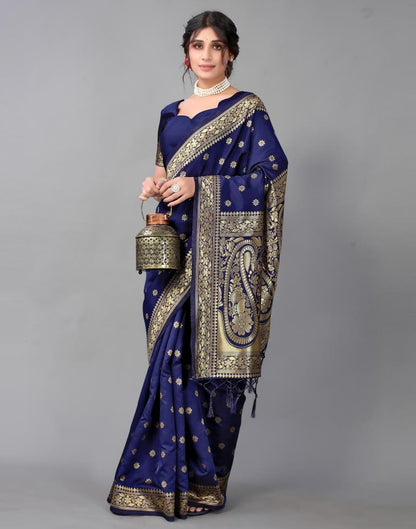 Dark Blue Weaving Silk Saree