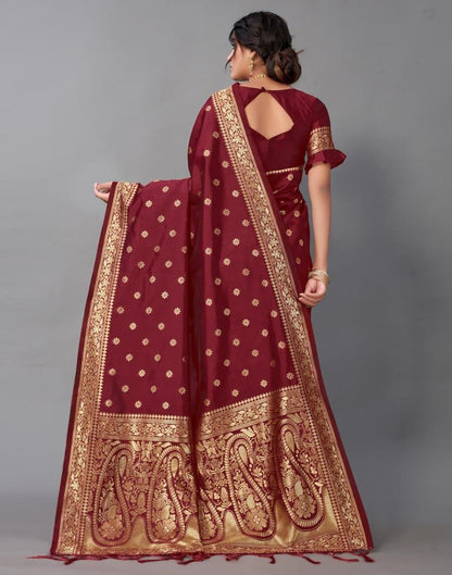 Maroon Weaving Silk Saree