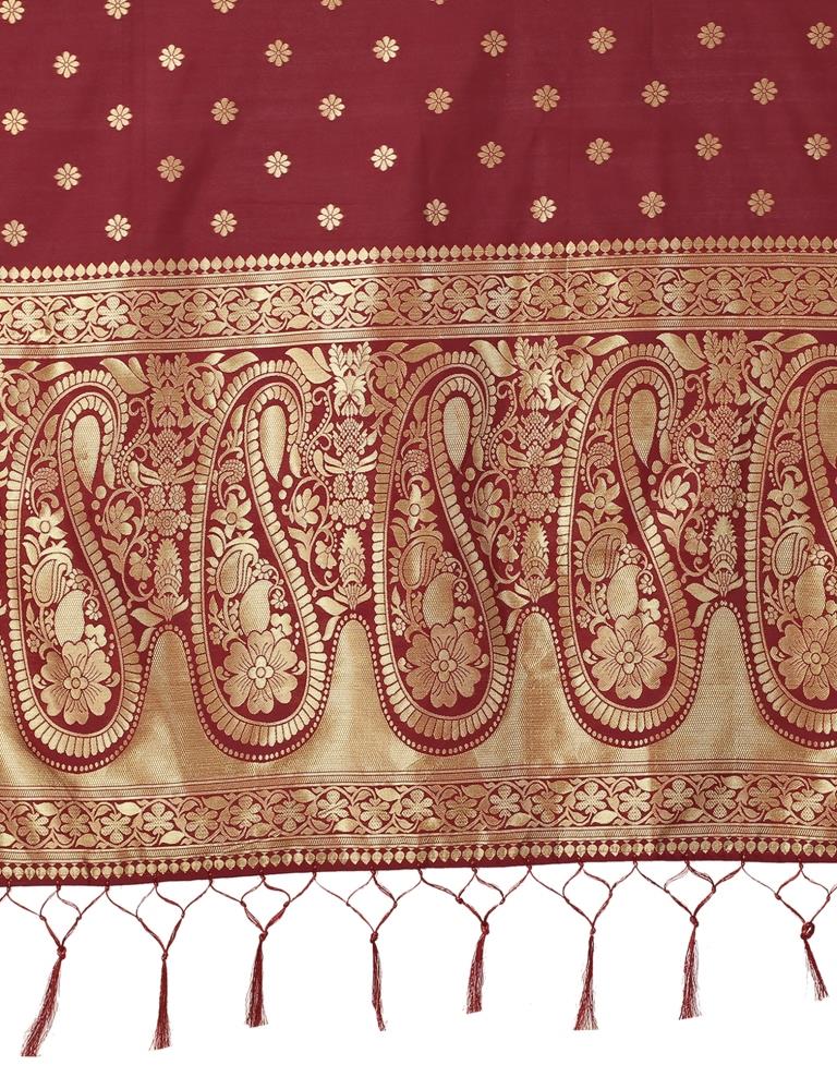 Maroon Weaving Silk Saree