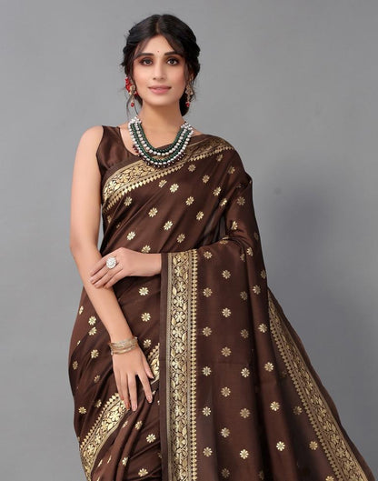 Brown Banarasi Silk Saree
