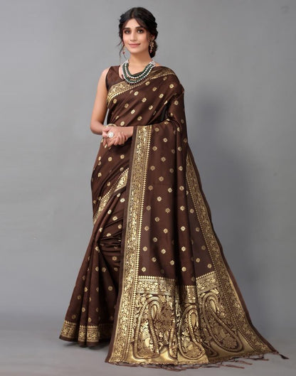 Brown Banarasi Silk Saree