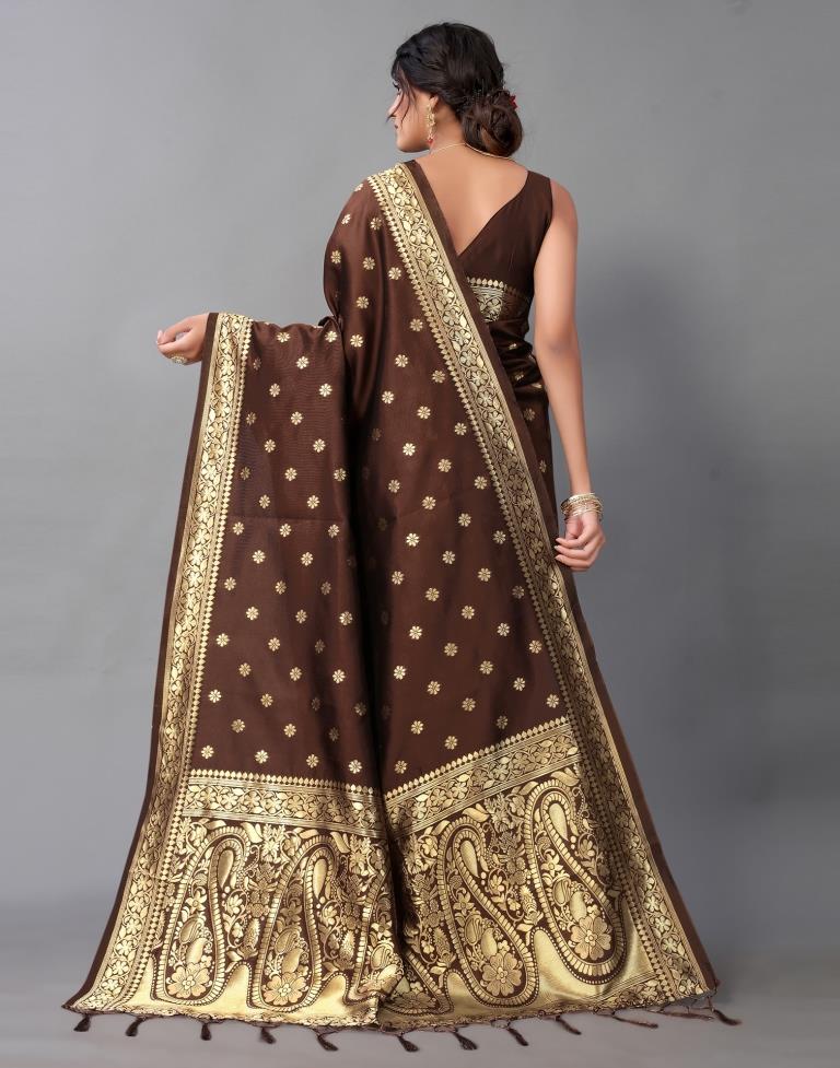 Brown Banarasi Silk Saree