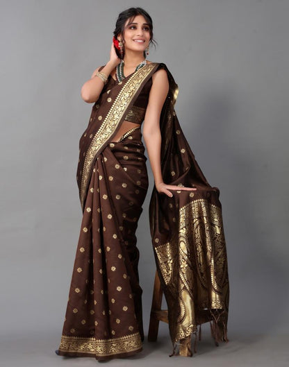 Brown Banarasi Silk Saree