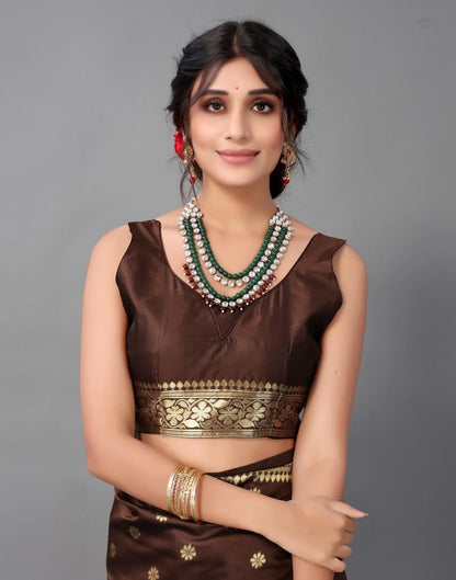 Brown Banarasi Silk Saree