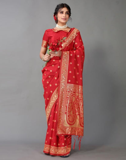 Red Weaving Silk Saree