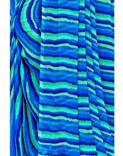 Blue Printed Chiffon Saree