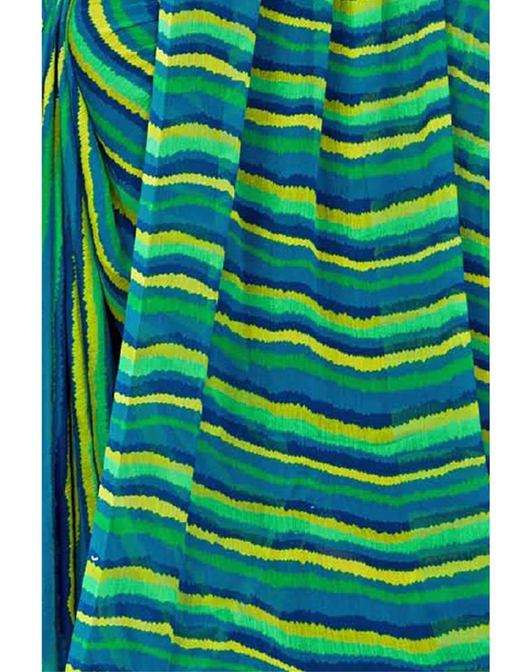 Green And Multicolored Chiffon Saree | Sudathi