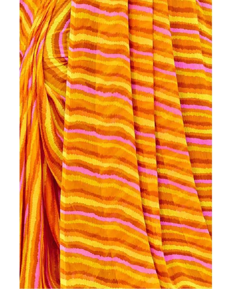 Mustard And Multicolored Chiffon Saree | Sudathi