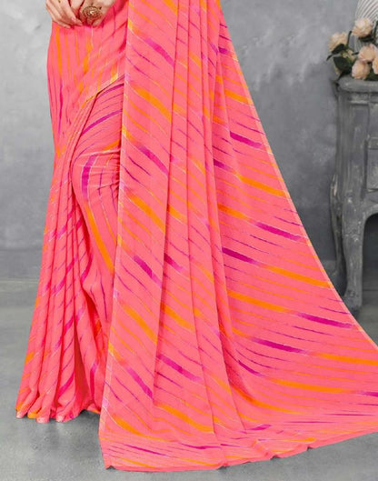 Watermelon Pink Chiffon Saree | Sudathi