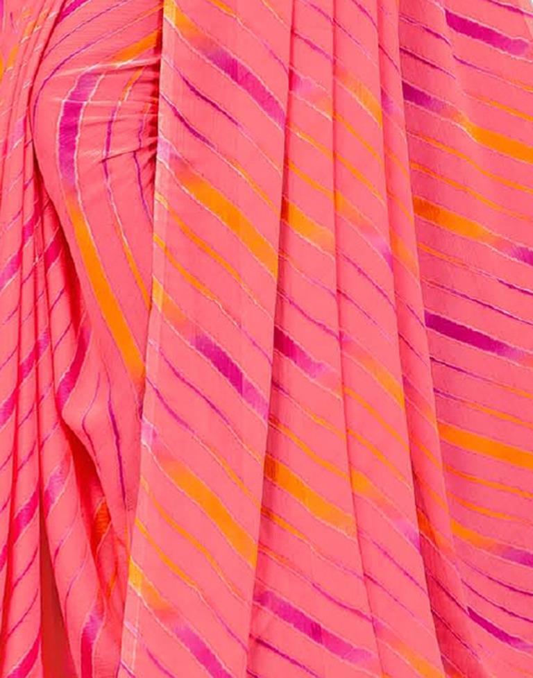 Watermelon Pink Chiffon Saree | Sudathi