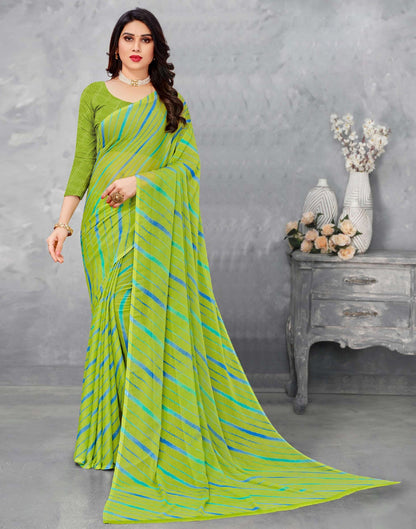 Lime Green Chiffon Saree | Leemboodi