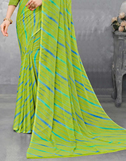 Lime Green Chiffon Saree | Leemboodi