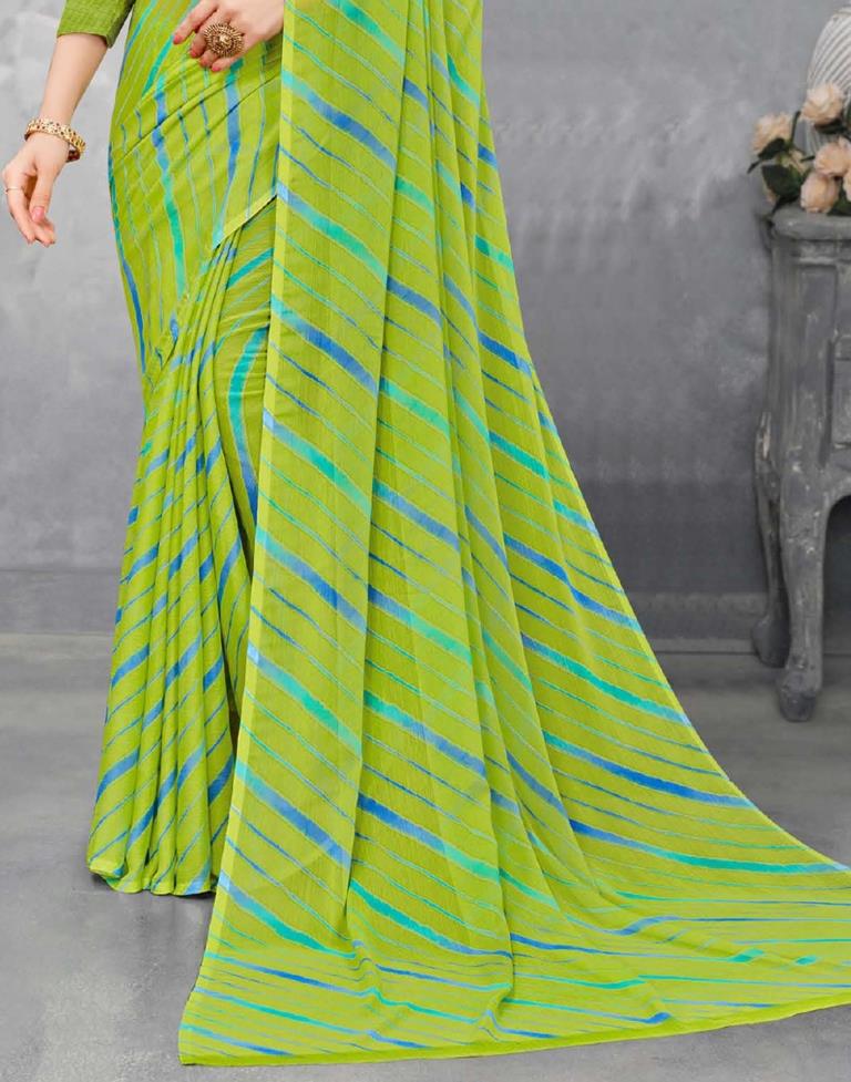 Lime Green Chiffon Saree | Leemboodi