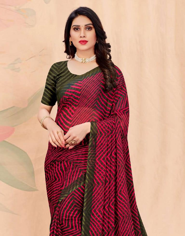Magenta And Brown Chiffon Saree | Leemboodi