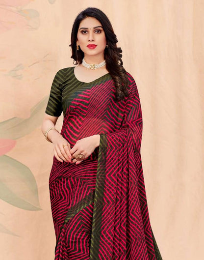 Magenta And Brown Chiffon Saree | Leemboodi
