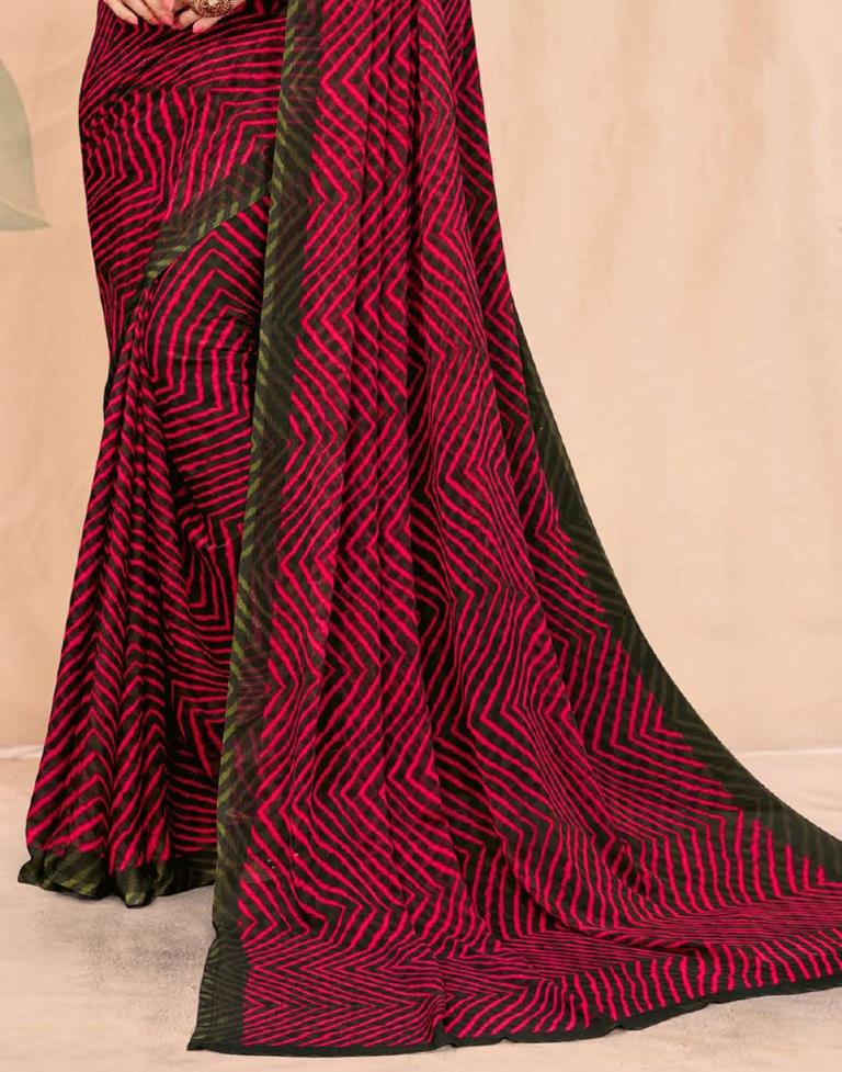 Magenta And Brown Chiffon Saree | Leemboodi