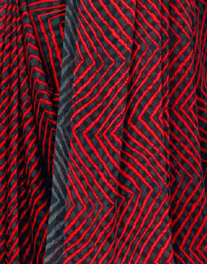 Red And Dark Grey Chiffon Saree | Leemboodi