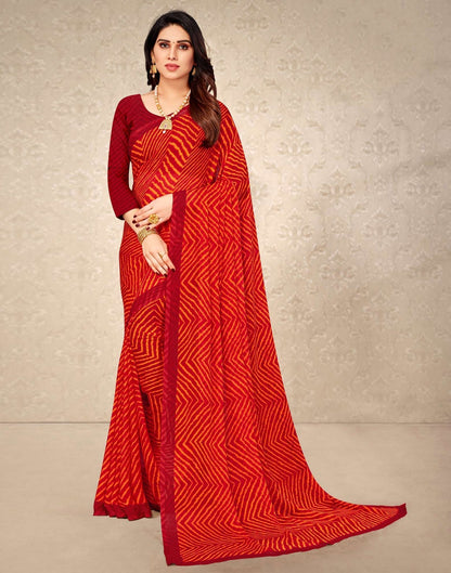 Red And Yellow Chiffon Saree | Leemboodi