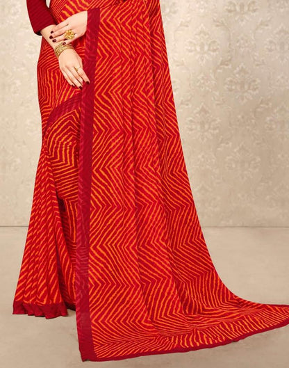 Red And Yellow Chiffon Saree | Leemboodi