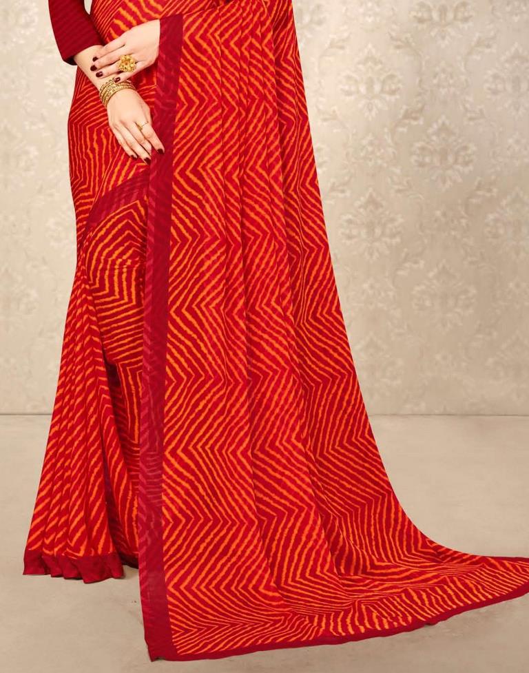 Red And Yellow Chiffon Saree | Leemboodi