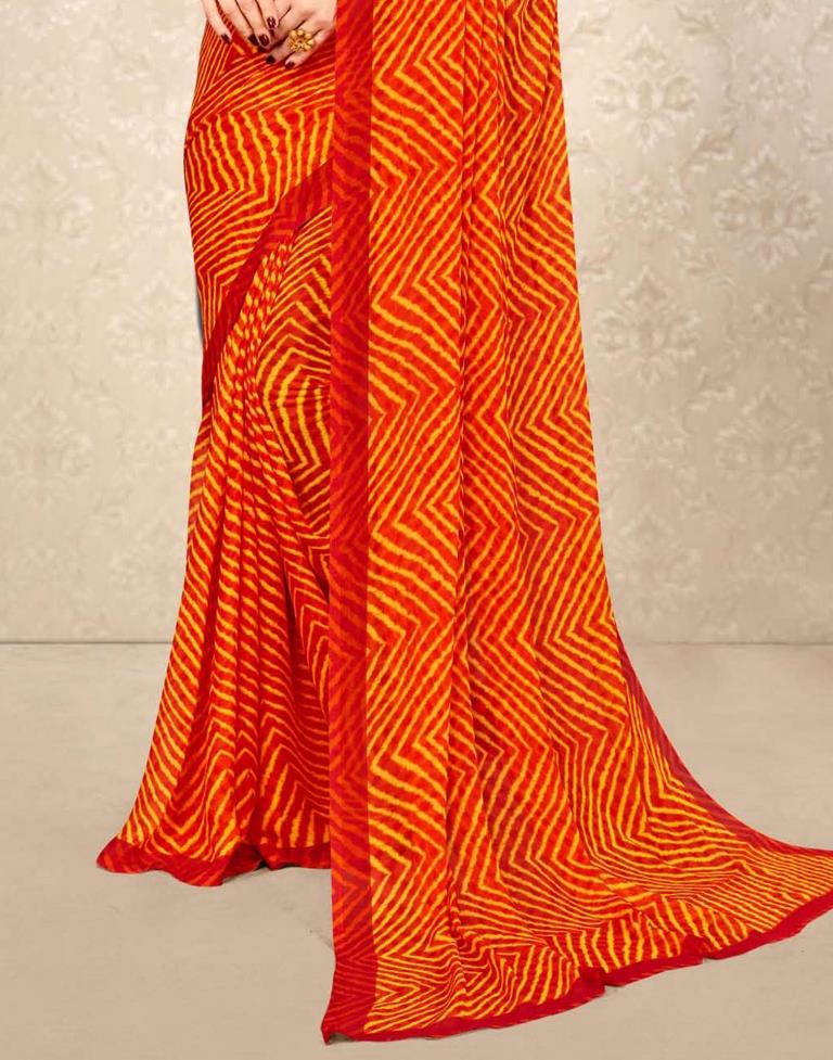 Red And Yellow Chiffon Saree | Leemboodi