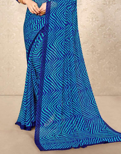 Dark Blue And Light Blue Chiffon Saree | Leemboodi