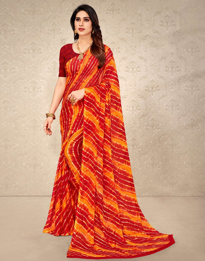 Red And Yellow Chiffon Saree | Leemboodi