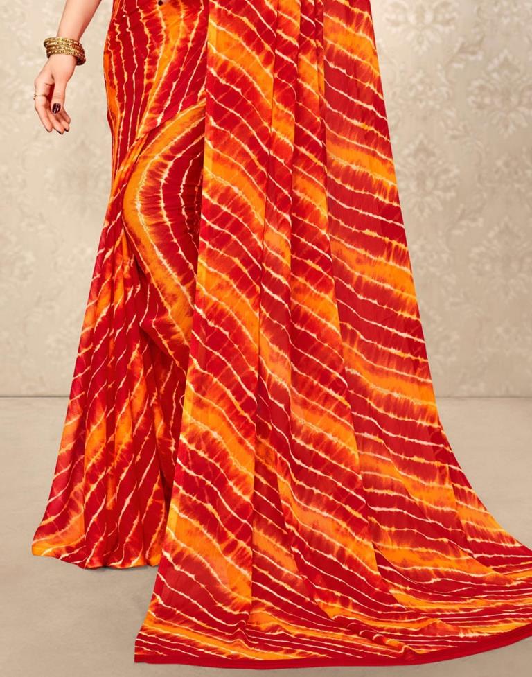 Red And Yellow Chiffon Saree | Leemboodi