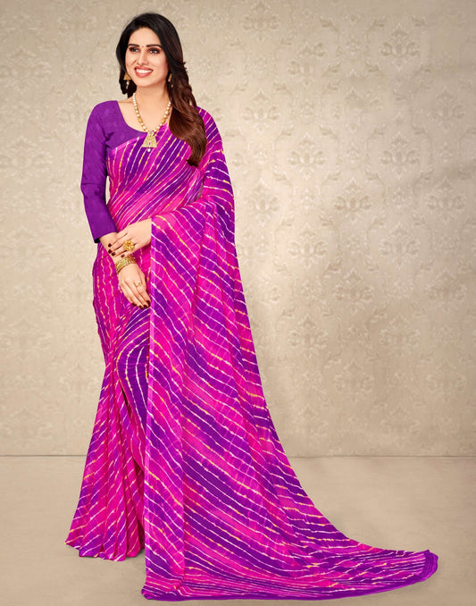Pink And Purple Chiffon Saree | Sudathi