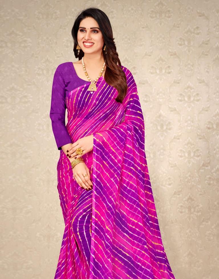 Pink And Purple Chiffon Saree | Sudathi