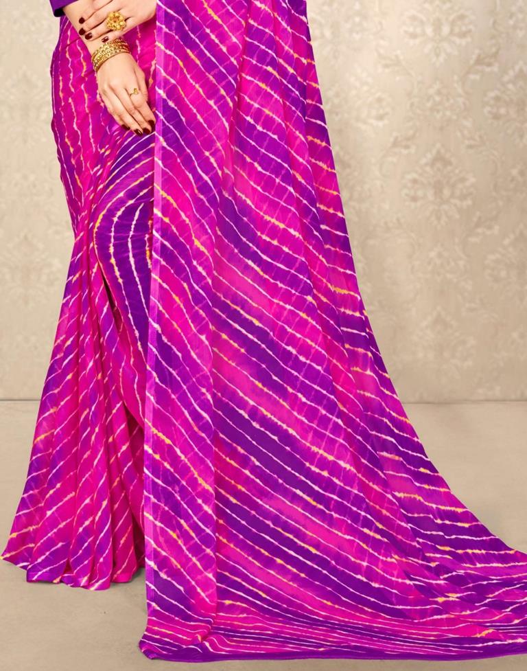 Pink And Purple Chiffon Saree | Sudathi