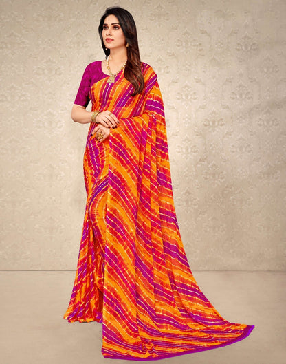 Pink And Mustard Chiffon Saree | Leemboodi
