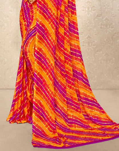 Pink And Mustard Chiffon Saree | Leemboodi