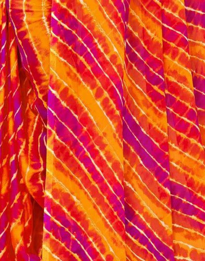 Pink And Mustard Chiffon Saree | Leemboodi