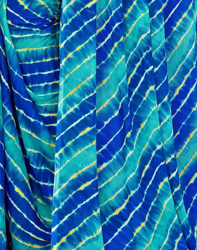 Blue And Multicolored Chiffon Saree | Leemboodi