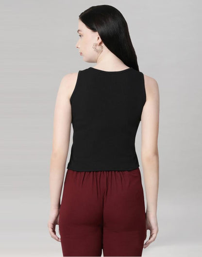 Black Coloured Lycra Knitted Top | Sudathi