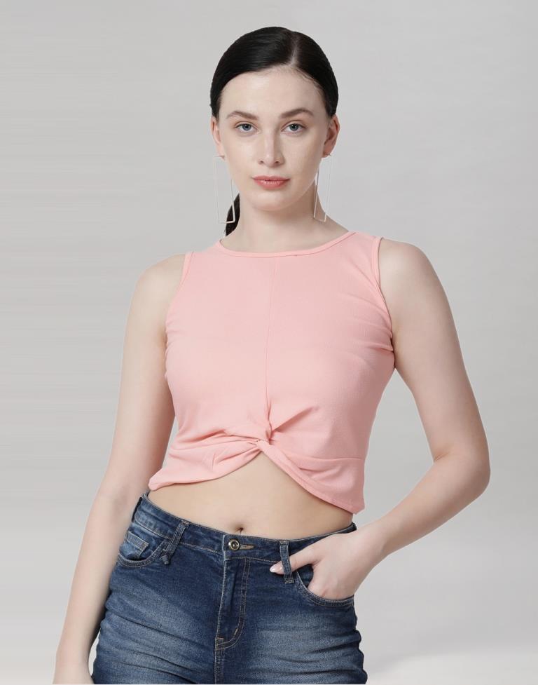 Peach Coloured Lycra Knitted Top | Sudathi