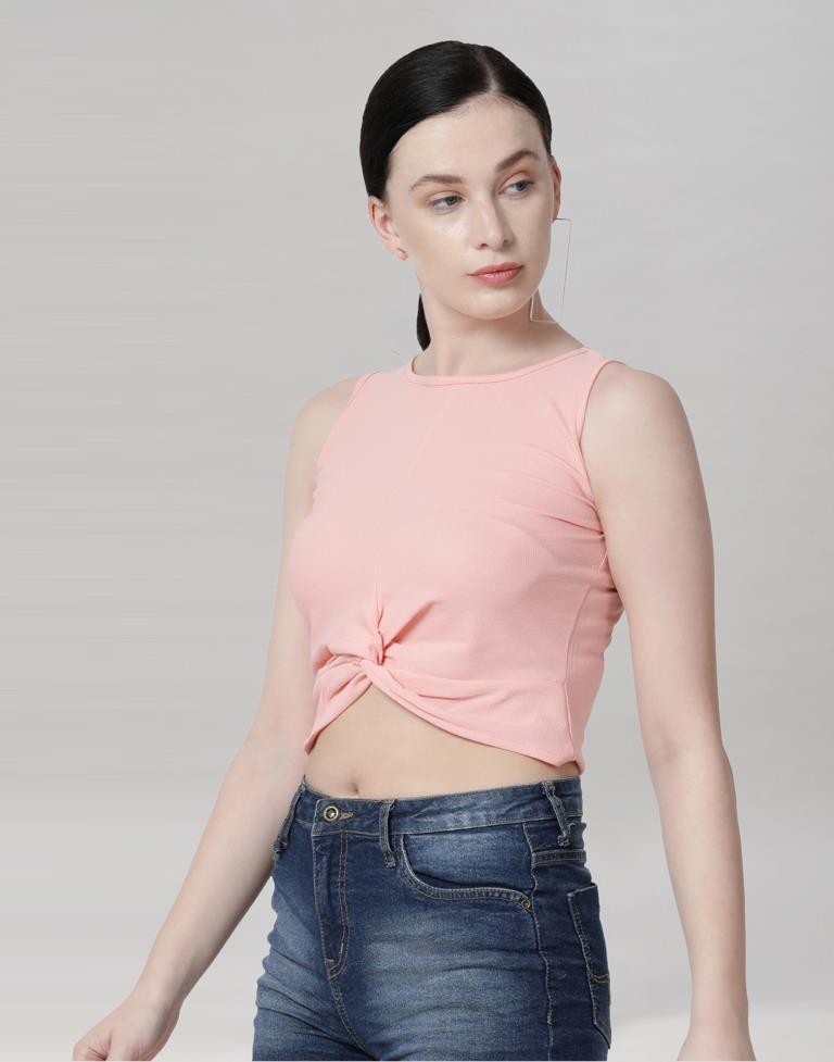 Peach Coloured Lycra Knitted Top | Sudathi