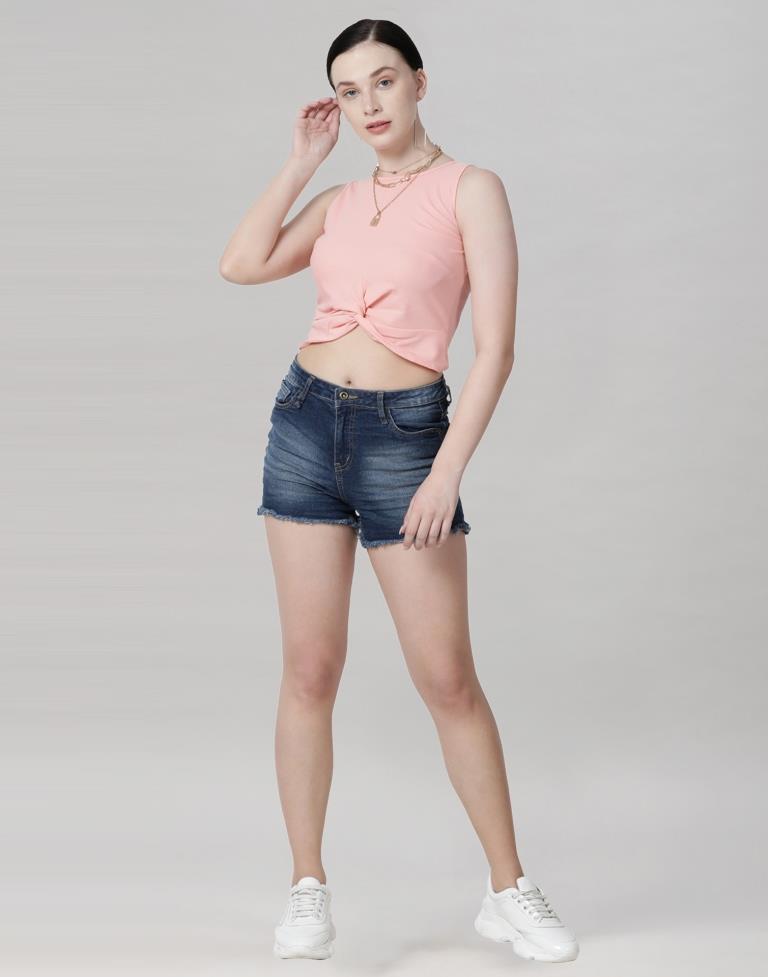 Peach Coloured Lycra Knitted Top | Sudathi