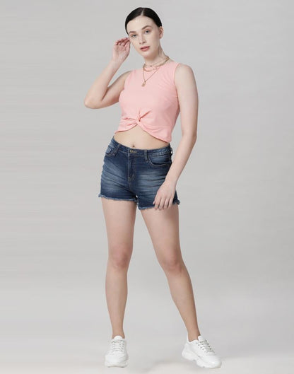 Peach Coloured Lycra Knitted Top | Sudathi