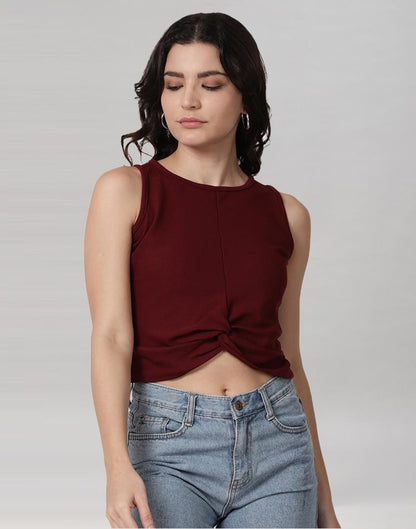 Maroon Coloured Lycra Knitted Top | Sudathi