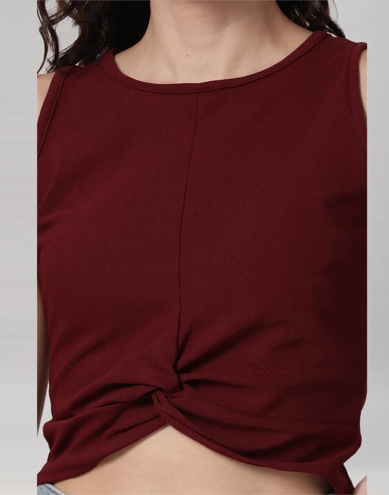 Maroon Coloured Lycra Knitted Top | Sudathi