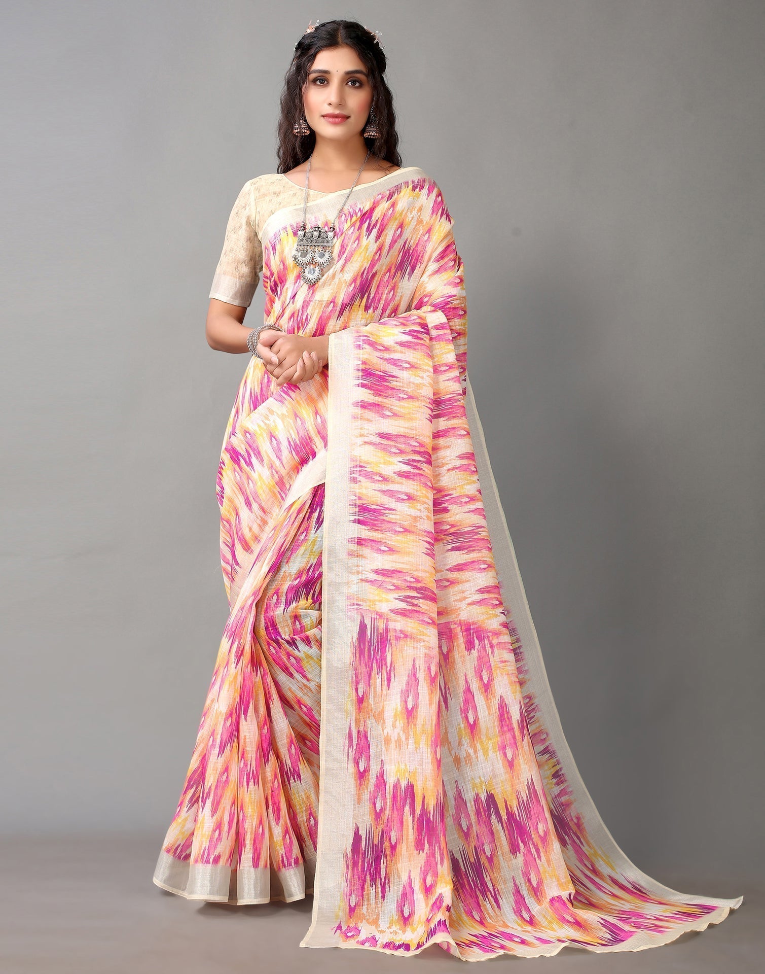 Multicolored Linen Saree | Leemboodi