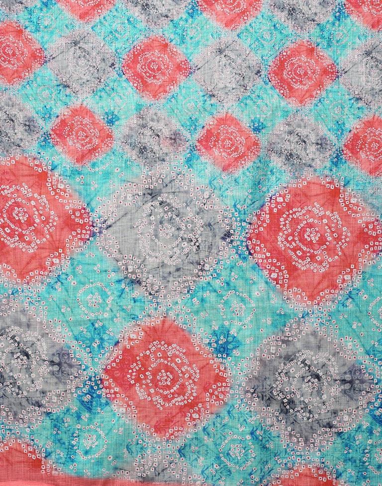 Light Blue And Multicolored Linen Saree | Leemboodi