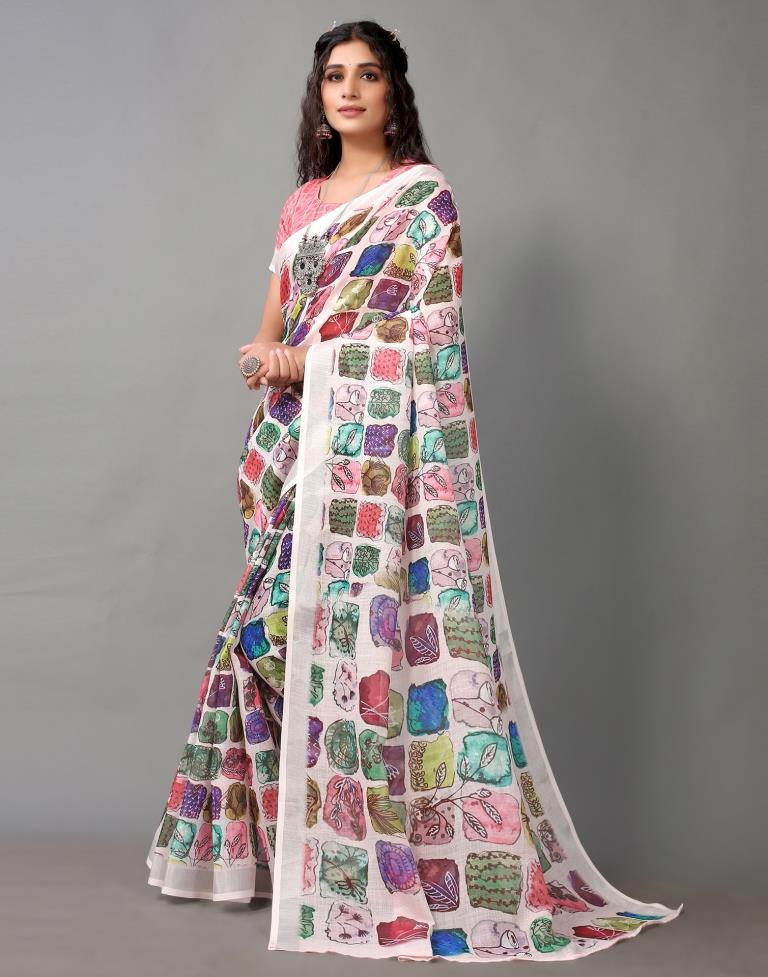 Multicolored Linen Saree | Leemboodi